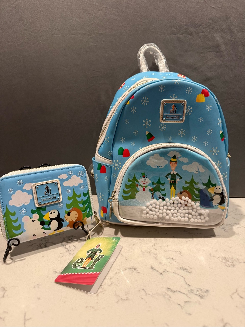 Loungefly Light Blue Elf Mini Backpack and Zip Wallet Set